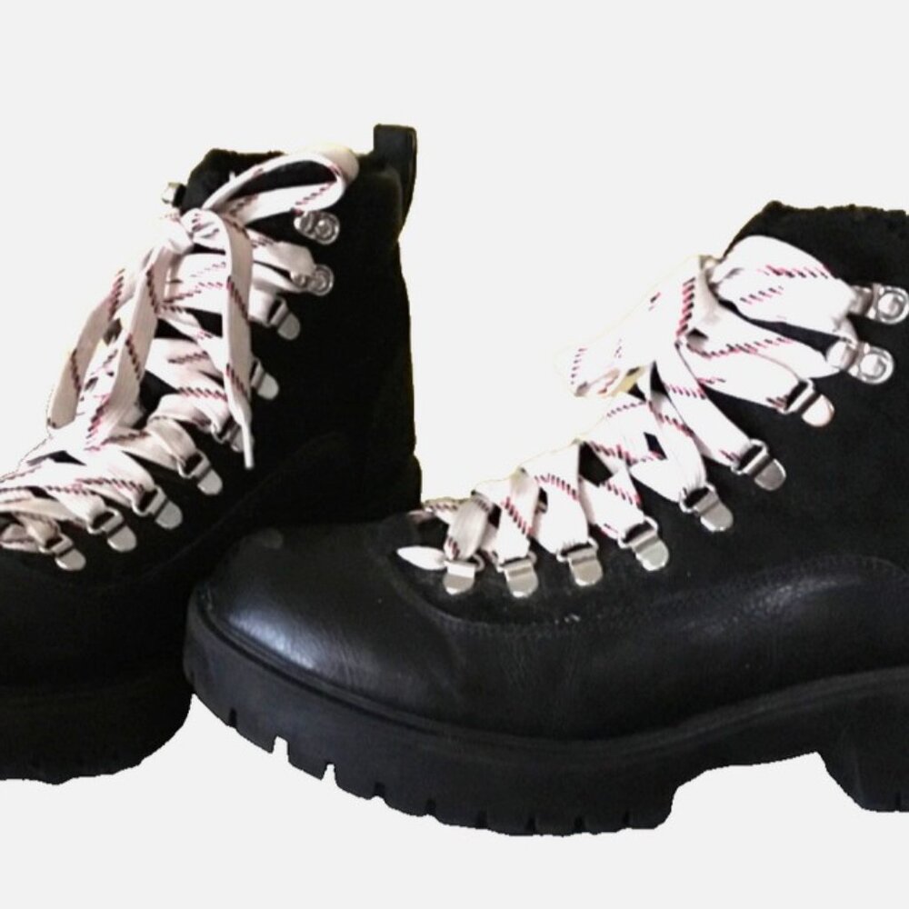 Madden Girl Ankle Boots women's size 9 Lace-Up non slip Lug Sole Black